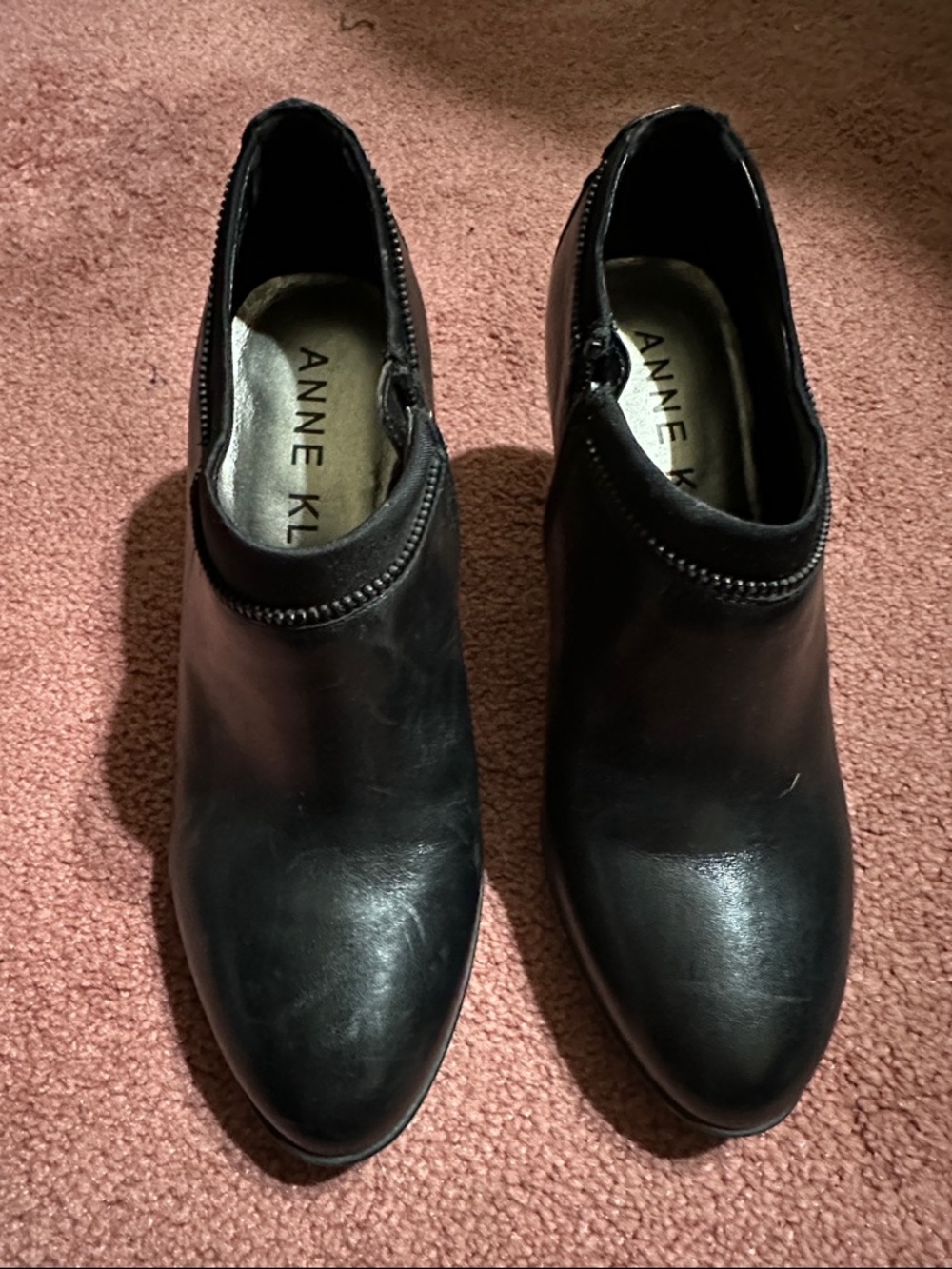 Anne Klein Black Leather Ankle Booties